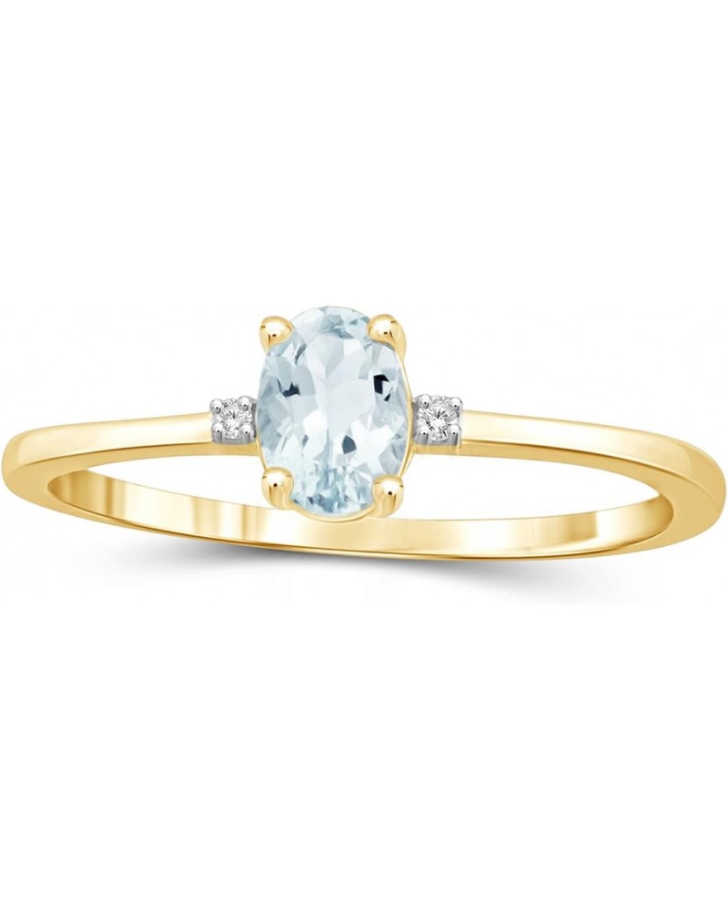 0.40 CTW Aquamarine & Accent White Diamonds Ring in 14K Gold Over Silver $18.71 Rings