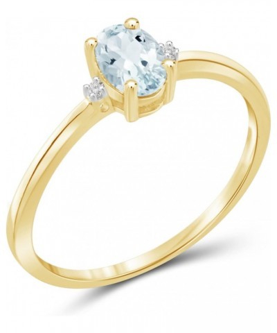 0.40 CTW Aquamarine & Accent White Diamonds Ring in 14K Gold Over Silver $18.71 Rings