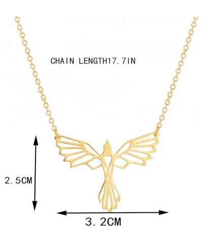 Line Origami Phoenix Bird Necklaces for Women Men. Stainless Steel Geometric Animal Pendant Necklace Hypoallergenic Jewelry G...