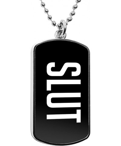 Slut Dog Tag Pendant Pride Necklace Funny Gag gifts military dogtag curse words message pendant charms accessories Black $16....