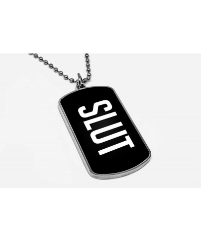 Slut Dog Tag Pendant Pride Necklace Funny Gag gifts military dogtag curse words message pendant charms accessories Black $16....