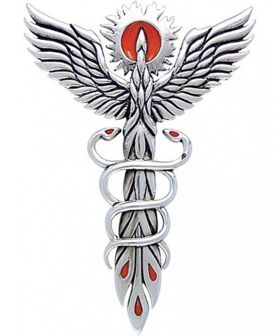 Fire Dance Phoenix Sterling Silver Medical Caduceus Symbol Pendant $24.94 Pendants