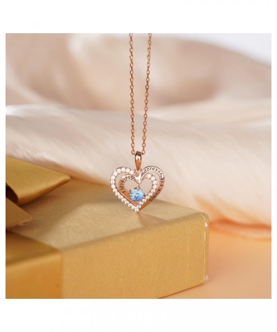 925 Silver Necklace for Women, Love Forever Rose Gold Floating Heart Pendant with Jewelry Box, Trendy Birthday Christmas Gift...