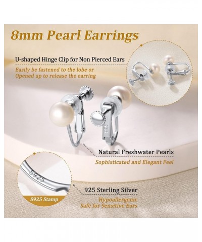 925 Stelring Silver Natural Freshwater Pearl Non Piercing Clip On Stud Earrings/Dangle Earrings 4mm-10mm, Cultured Pearl Jewe...