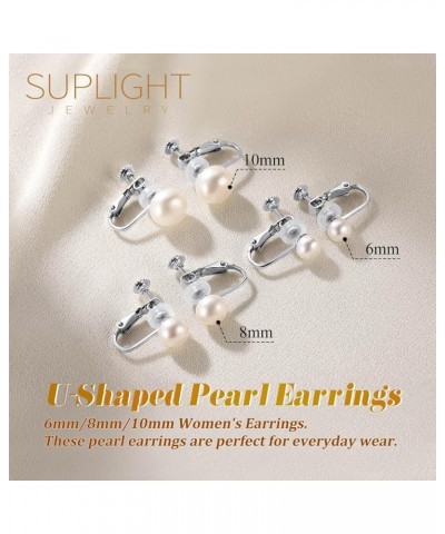 925 Stelring Silver Natural Freshwater Pearl Non Piercing Clip On Stud Earrings/Dangle Earrings 4mm-10mm, Cultured Pearl Jewe...