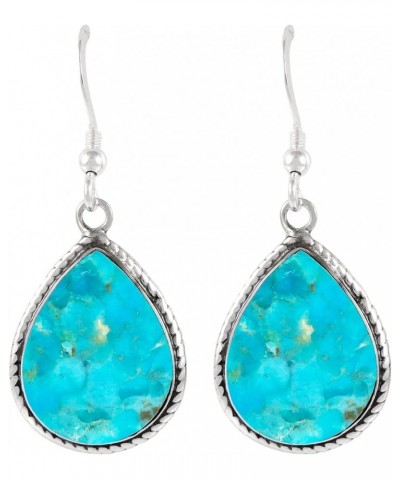 Turquoise Earrings 925 Sterling Silver & Genuine Turquoise (Select style) Teardrop Dangles $22.88 Earrings