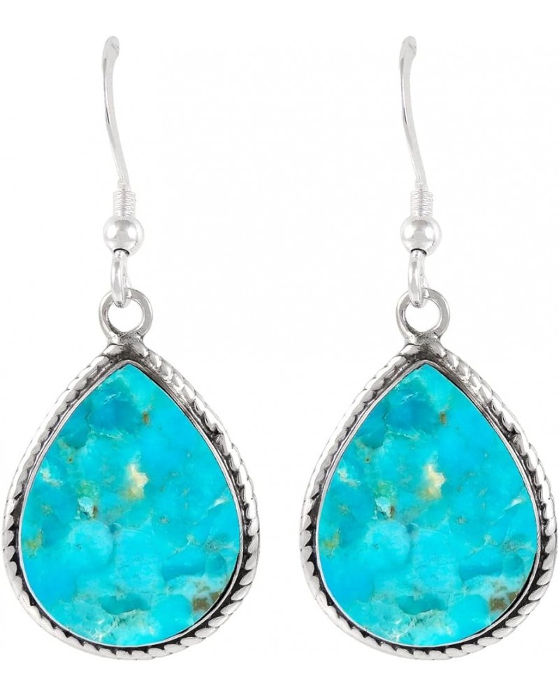 Turquoise Earrings 925 Sterling Silver & Genuine Turquoise (Select style) Teardrop Dangles $22.88 Earrings