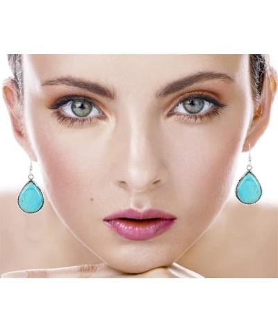 Turquoise Earrings 925 Sterling Silver & Genuine Turquoise (Select style) Teardrop Dangles $22.88 Earrings