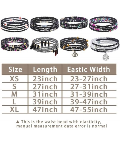 24-39inch African Waist Beads for Women 8Pcs Elastic Belly Beads Colorful Beaded Waist Jewelry Accessories Body Chain Black 4...