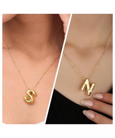 Bubble Letter Necklace Bubble Necklace Letter Balloon Initial Necklaces for Women Girls Alphabet 14K Gold Plated Necklace Per...