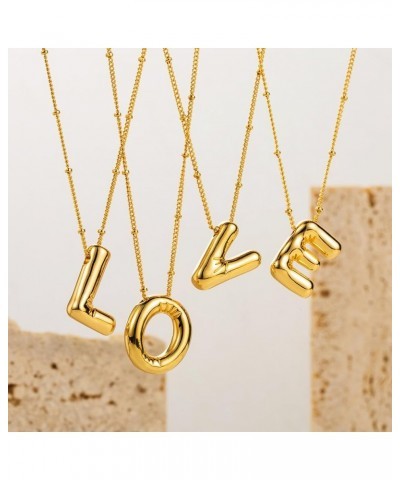 Bubble Letter Necklace Bubble Necklace Letter Balloon Initial Necklaces for Women Girls Alphabet 14K Gold Plated Necklace Per...