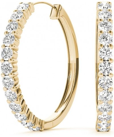 Diamond Hoop Earrings for Women with 0.24-1.08 CTW Lab-Grown Diamond Earrings in 14K Real Gold, E-F VS1-VS2 Yellow Gold $156....