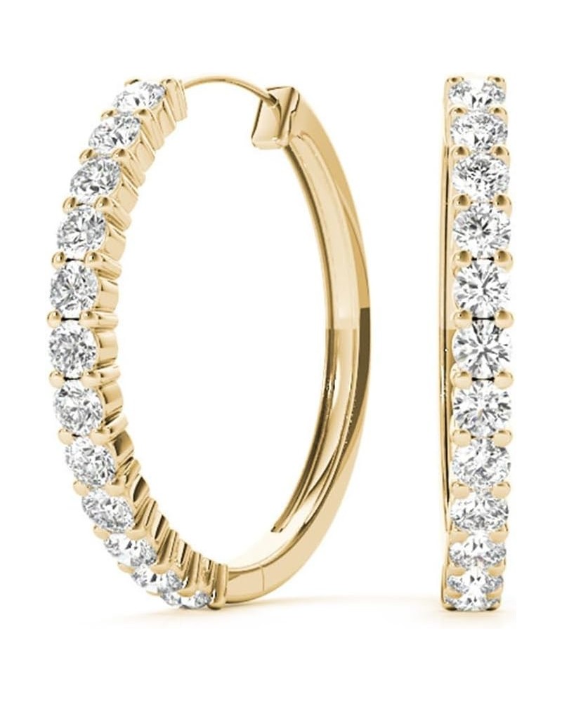 Diamond Hoop Earrings for Women with 0.24-1.08 CTW Lab-Grown Diamond Earrings in 14K Real Gold, E-F VS1-VS2 Yellow Gold $156....