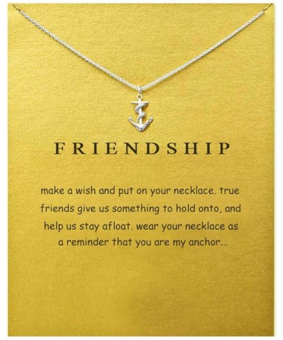 Friendship Anchor Compass Necklace Good Luck Elephant Pendant Chain Necklace with Message Card Gift Card anchor s $7.83 Neckl...