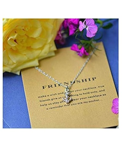 Friendship Anchor Compass Necklace Good Luck Elephant Pendant Chain Necklace with Message Card Gift Card anchor s $7.83 Neckl...