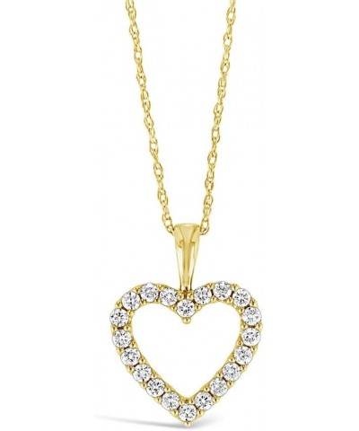 10K White, Rose, or Yellow Gold 1/4, 1/2 or 1 Cttw Diamond Heart Pendant Necklace (I-J,I2-I3), 18" Chain Yellow Gold 0.26 car...