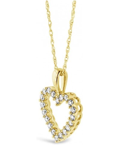 10K White, Rose, or Yellow Gold 1/4, 1/2 or 1 Cttw Diamond Heart Pendant Necklace (I-J,I2-I3), 18" Chain Yellow Gold 0.26 car...