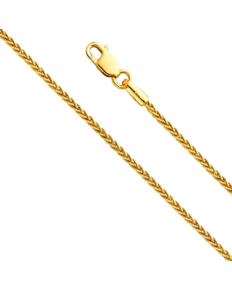 14k REAL Yellow and White Gold Solid 1.5mm Round Wheat Chain Necklace with Lobster Claw Clasp Yellow Gold 24.0 Inches $156.66...