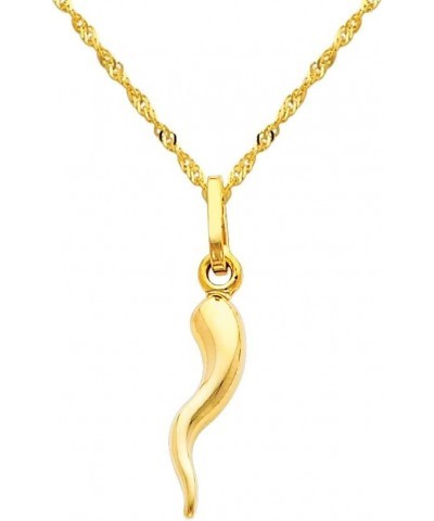 14k Yellow Gold Cornicello Italian Horn Pendant with 1.2mm Singapore Chain Necklace 20.0 Inches $69.08 Necklaces