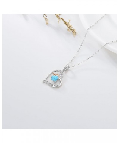 Love Heart Birthstone Necklaces for Women Sterling Silver Heartbeat Pendant Necklace with Gemstone Jewelry Gift for Mother Wi...