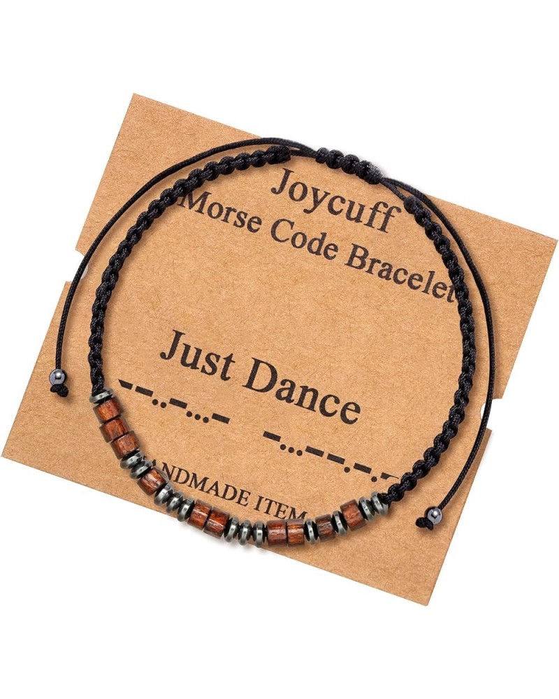 Inspirational Morse Code Bracelet Motivational Secret Message Wood Beads with Cord Jewelry for Women Unique Birthday Mother's...