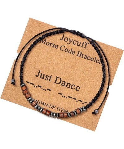 Inspirational Morse Code Bracelet Motivational Secret Message Wood Beads with Cord Jewelry for Women Unique Birthday Mother's...