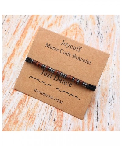 Inspirational Morse Code Bracelet Motivational Secret Message Wood Beads with Cord Jewelry for Women Unique Birthday Mother's...