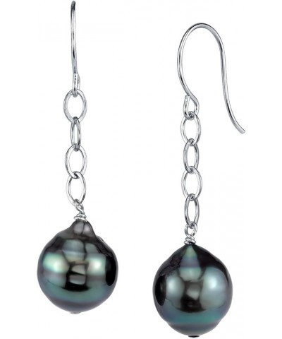 14K Gold Baroque Tahitian South Sea Cultured Pearl Dangling Tincup Earrings for Women White Gold 12.0mm $105.30 Earrings