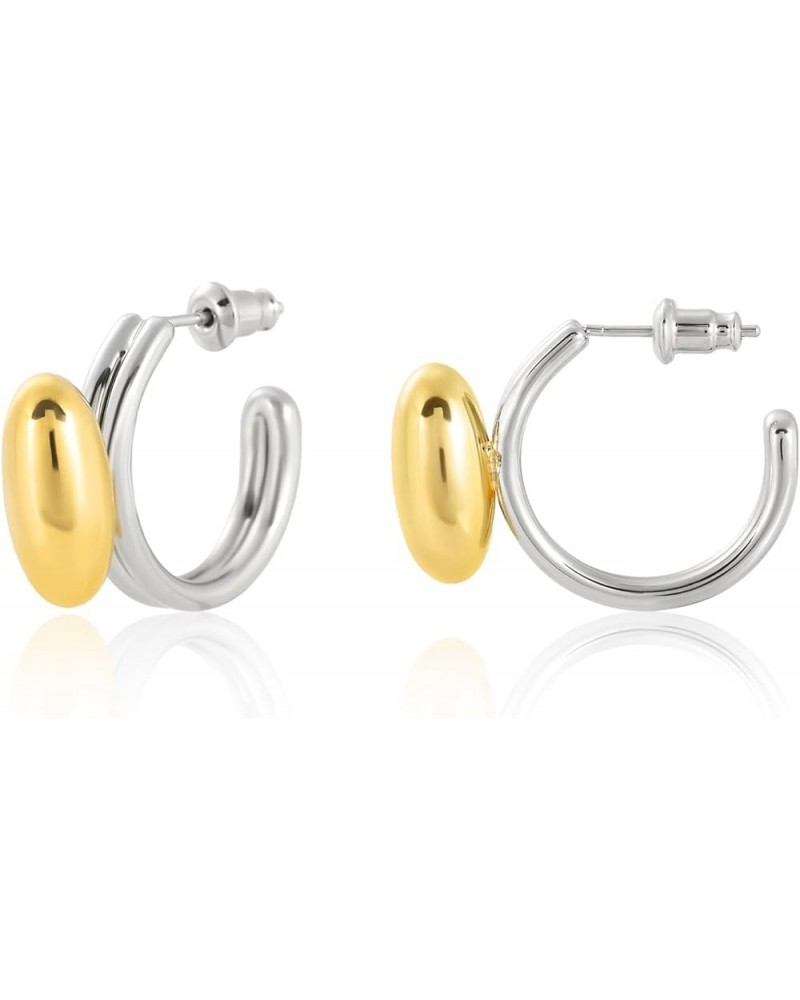 Ocisac 18K Gold Small Open Hoop Earrings Two Tone Earrings for Women Mixed Metal Earrings Chunky Gold and Silver Earrings 30....