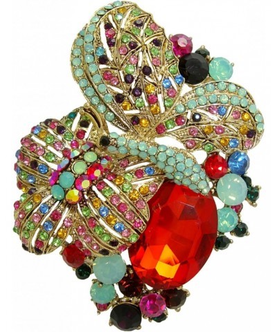 TTjewelry Charming Butterfly Flower Colorful Austria Crystal Gold-Tone Brooch Pin $9.66 Brooches & Pins