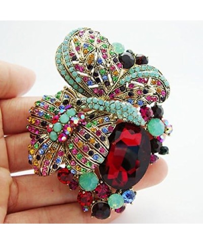 TTjewelry Charming Butterfly Flower Colorful Austria Crystal Gold-Tone Brooch Pin $9.66 Brooches & Pins