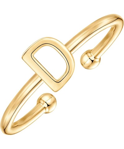 14K Gold Plated Initial Adjustable Ring | Womens Initial Ring | Fasion Ring Women D $10.33 Rings