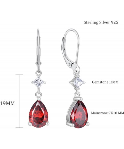 Teardrop Earrings 925 Sterling Silver Gemstone Women Earrings 3A Cubic Zirconia Birthstone Dangle Drop Earrings for Women Jan...