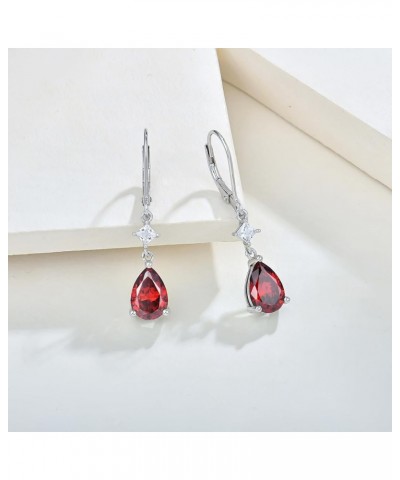 Teardrop Earrings 925 Sterling Silver Gemstone Women Earrings 3A Cubic Zirconia Birthstone Dangle Drop Earrings for Women Jan...