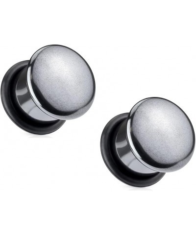 Hematite Stone Domed Single Flare Plugs with O-Rings, Sold as a Pair 14mm (9/16") $8.21 Body Jewelry