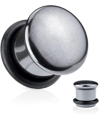 Hematite Stone Domed Single Flare Plugs with O-Rings, Sold as a Pair 14mm (9/16") $8.21 Body Jewelry