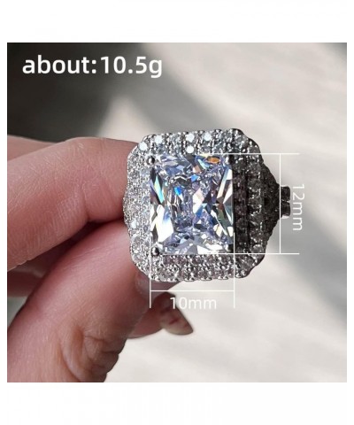 925 Sterling Silver Square AAA Zircon Full Drill encirclement Ring Engagement Cubic Zirconia Jewelry Rings for Woman Wedding ...