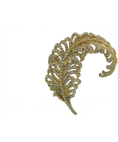 TTjewelry 3.18" Vintage Peacock Feather Rhinestone Crystal Brooch Pin Party Jewelry White (Gold-tone) $11.28 Brooches & Pins