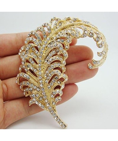 TTjewelry 3.18" Vintage Peacock Feather Rhinestone Crystal Brooch Pin Party Jewelry White (Gold-tone) $11.28 Brooches & Pins