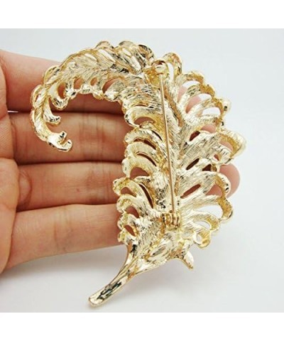 TTjewelry 3.18" Vintage Peacock Feather Rhinestone Crystal Brooch Pin Party Jewelry White (Gold-tone) $11.28 Brooches & Pins