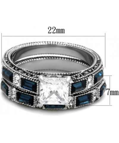 His and Her 3 Piece Stainless Steel Antique and Brush Metal Wedding Engagement Ring Set Size Women's 06 Men's 07 $15.94 Sets