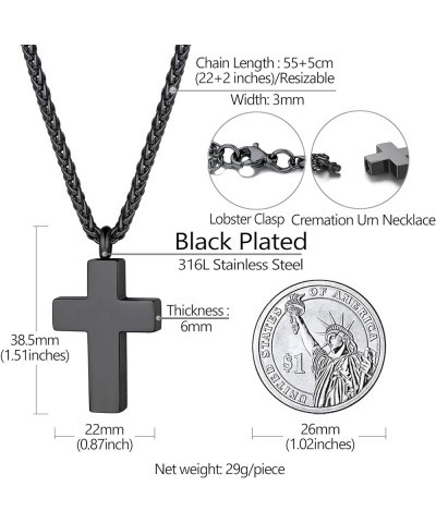 Urn Necklaces for Ashes for Women Men Cremation Pendant Necklace for Ashes Stainless Steel Memorial Jewelry 11-Black Latin Cr...