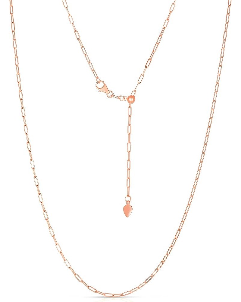 14k Fine Gold 1.5mm Adjustable Solid Paperclip Necklace, 22 Inch rose-gold $64.59 Necklaces