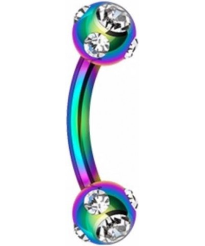 Colorline PVD Aurora Gem Ball WildKlass Curved Barbell Eyebrow Ring 14 GA, 8mm, 4mm ball size, Rainbow/Clear $8.31 Body Jewelry