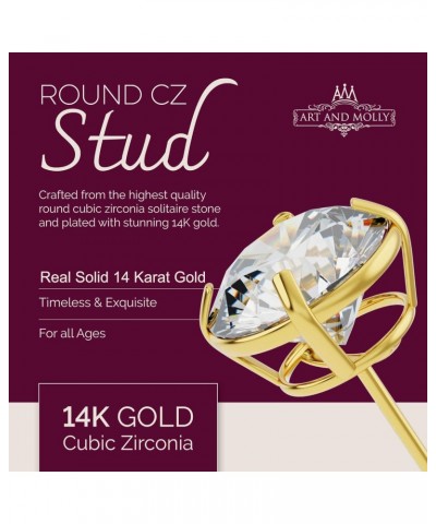 14k Gold Solitaire Round Cubic Zirconia Stud 3 Pair Earring Set (3mm, 4mm, 5mm) (yellow-gold) $38.93 Earrings