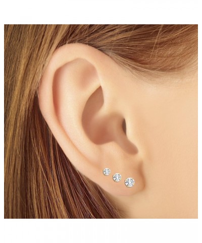 14k Gold Solitaire Round Cubic Zirconia Stud 3 Pair Earring Set (3mm, 4mm, 5mm) (yellow-gold) $38.93 Earrings