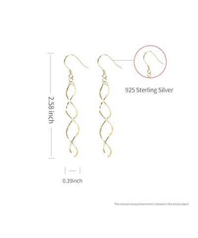 Sterling Silver Spiral Long Wire Earrings, Handmade Twisted Linear Hypoallergenic Dangle Drop Earrings, Perfect Gift for Wome...