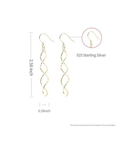 Sterling Silver Spiral Long Wire Earrings, Handmade Twisted Linear Hypoallergenic Dangle Drop Earrings, Perfect Gift for Wome...