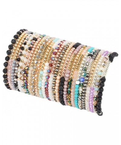 27Pcs Boho Beaded Bracelets Set for Women Multi-Layer Versatile Statement Bracelet Stretch Stackable Crystal Bangle Bracelet ...