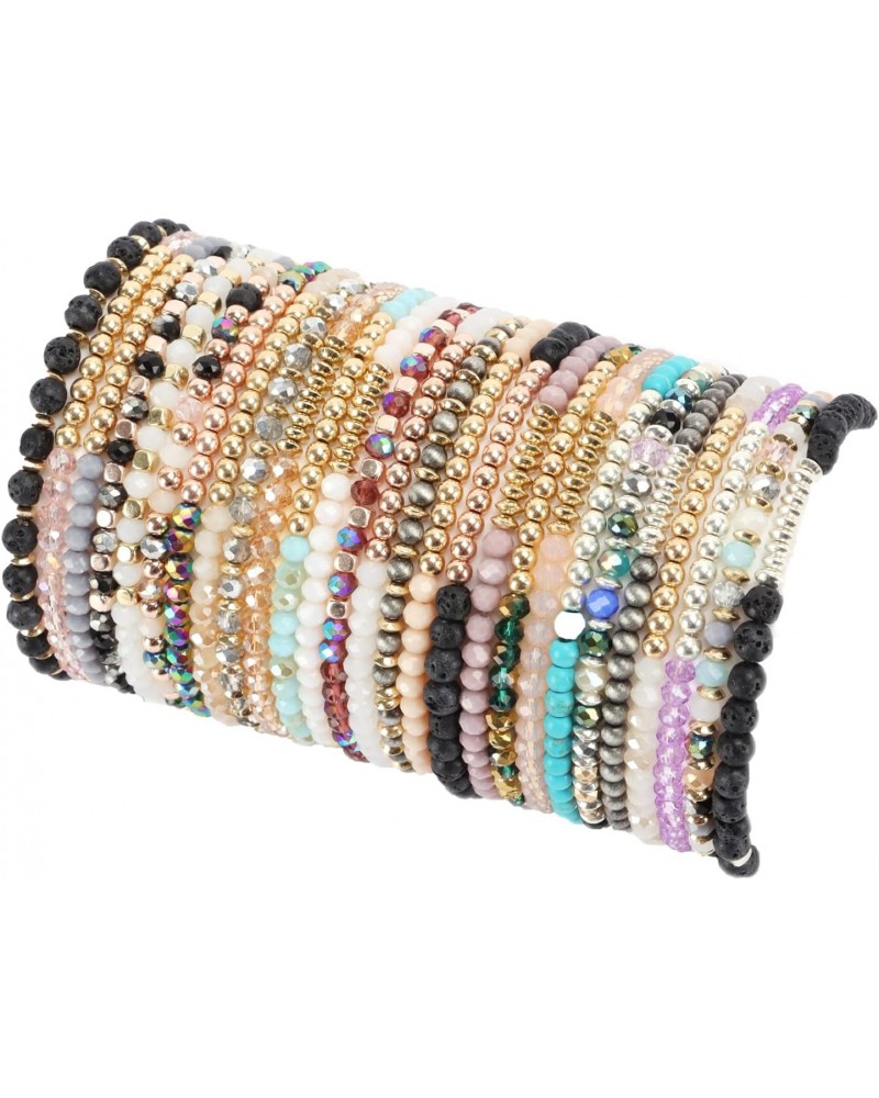 27Pcs Boho Beaded Bracelets Set for Women Multi-Layer Versatile Statement Bracelet Stretch Stackable Crystal Bangle Bracelet ...